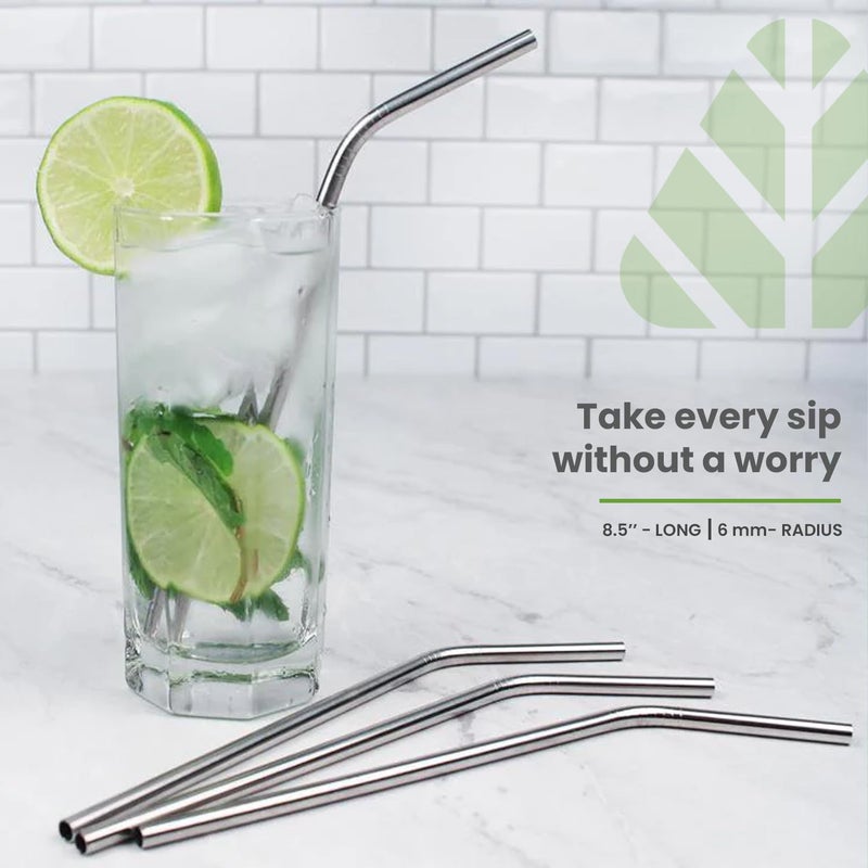 Rusabl Stainless Steel Straws (Pack of 4, Silver) for Kids & Adult with Cleaning Brush, Reusable Metal Straws in Jute Pouch - Image 4