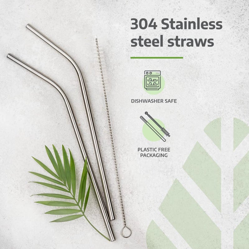 Rusabl Stainless Steel Straws (Pack of 4, Silver) for Kids & Adult with Cleaning Brush, Reusable Metal Straws in Jute Pouch - Image 2