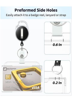 Excefore Horizontal 2-Card Badge Holder with Thumb Slot Hard Transparent PC Case Protector for Office School IDs Credit Cards Driver’s Licenses and Passes, 5 Pack  - Image 5