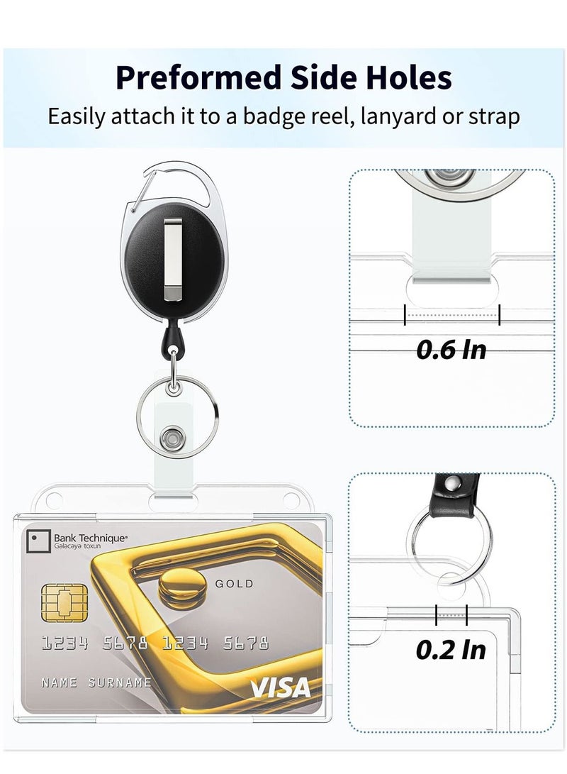 Excefore Horizontal 2-Card Badge Holder with Thumb Slot Hard Transparent PC Case Protector for Office School IDs Credit Cards Driver’s Licenses and Passes, 5 Pack  - Image 5