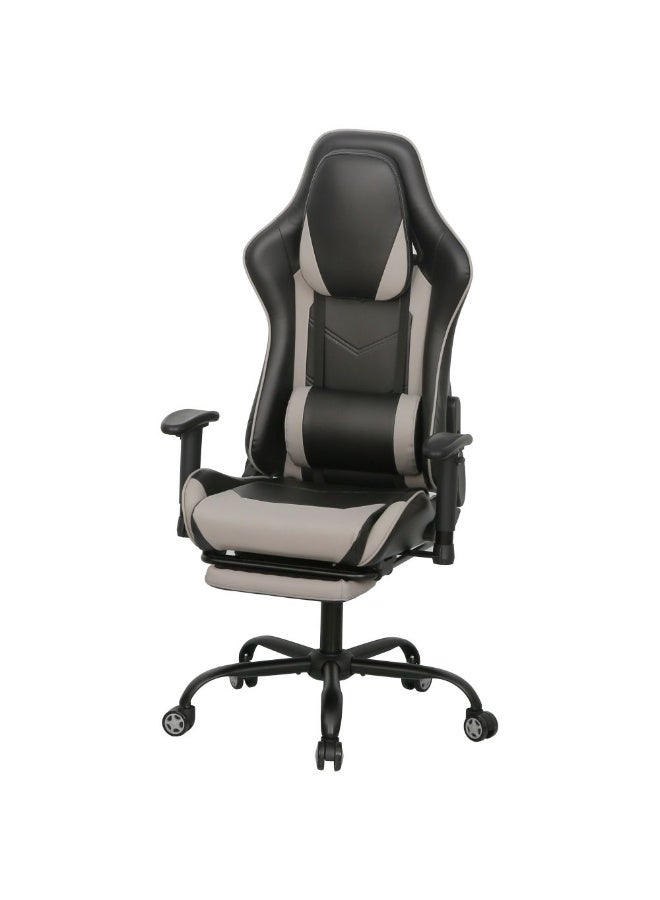 DANUBE HOME Belanda Gaming Chair with Footrest - Ergonomic Black/Grey Gaming Chair for Game Room - Stylish Metal & Faux Leather Design - Size: L71xW77.5xH126-136cm - Image 5