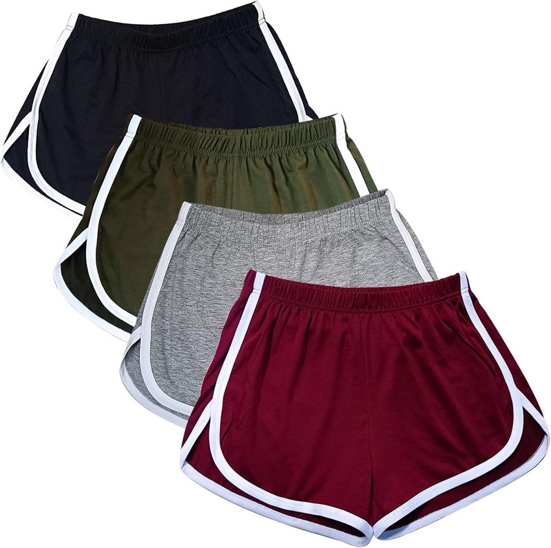 Cameway Store 4 Pack Women's Cotton Yoga Dance Short Pants Sport Shorts Summer Athletic Cycling Hiking Sports Shorts - Image 1