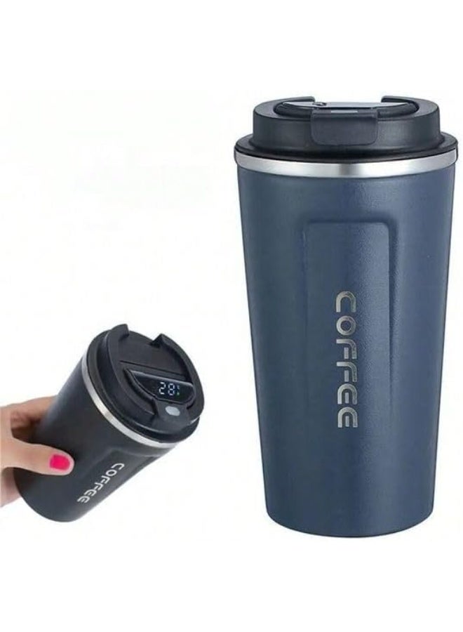 مج حراري مع شاشة ديجيتال لعرض درجة الحرارة - ثيرموس حراري - كوب سفر قابل لإعادة الاستخدام - كوب قهوة للمشروبات الساخنة والباردة (ازرق) - Image 2
