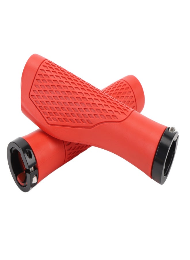 ZTTO Pair of Cycling Handlebar Grips Rubber Anti Slip Shock Absorbing Ergonomic Cycle Locking Handle Grips Red - Image 4