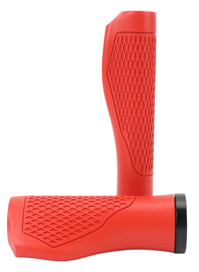 ZTTO Pair of Cycling Handlebar Grips Rubber Anti Slip Shock Absorbing Ergonomic Cycle Locking Handle Grips Red - Image 2