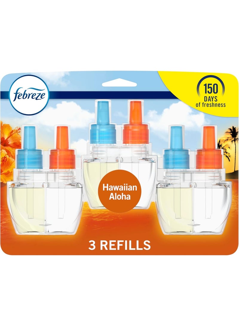 febreze Febreze Plug In Air Freshener, Odor-Fighting Scented Oil Refill, Air Fresheners for Home and Bathroom and Kitchen, Long Lasting for Strong Odors, Hawaiian Aloha Scent, 0.87oz Refills, 3 Count - Image 1
