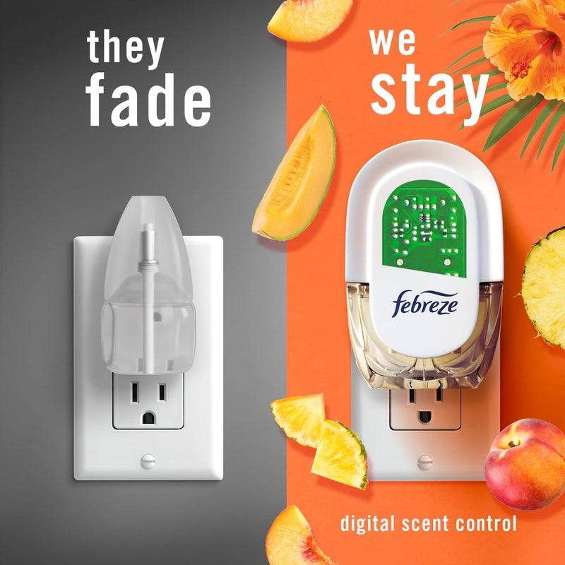 Febreze Plug In Air Freshener, Odor-Fighting Scented Oil Refill, Air Fresheners for Home and Bathroom and Kitchen, Long Lasting for Strong Odors, Hawaiian Aloha Scent, 0.87oz Refills, 3 Count - Image 4