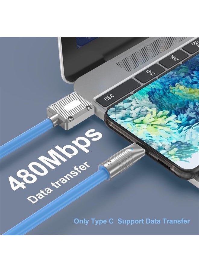 Multi Charging Cable 4FT, 3 in 1 Multi Charger Cable Heavy Duty Unbreakable Silicone Zinc Alloy Universal 3A Fast Charge Cord with Type-C/Micro USB/Lighting Connectors for Phones and More（Blue）