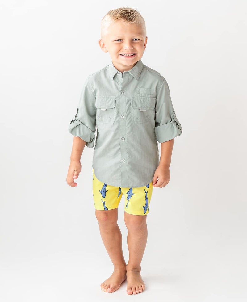 RUGGEDBUTTS Boys UPF50+ Sun Protection Animal Swim Trunks - Jawsome, 12-18m - Image 3