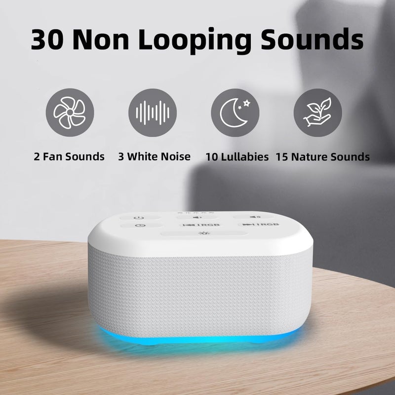 LazyNight Brown Noise Machine Sound Machine 30 Soothing Sounds White Noise Machine with 12 Night Light Colors Sleep Sound Machine for Adults Baby Kids Noise Canceling for Office Home Privacy Auto-Off Timer - Image 2