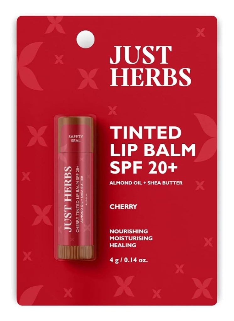 Just Herbs Just Herbs Tinted Lip Balm for Men and Women with SPF 20+ for Dark Lips to Lighten 4 g (Cherry)  - Image 1