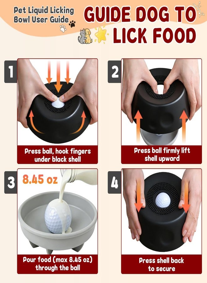 Zenflux Dog Liquid Slow Feeder Bowl with Rolling Ball, Slow Feeder Bowl for Liquid Treats, Non-Spill Dog Licking Bowl Designed for Anxiety Relief, Interactive Dog Licking Toy, Black - Image 4