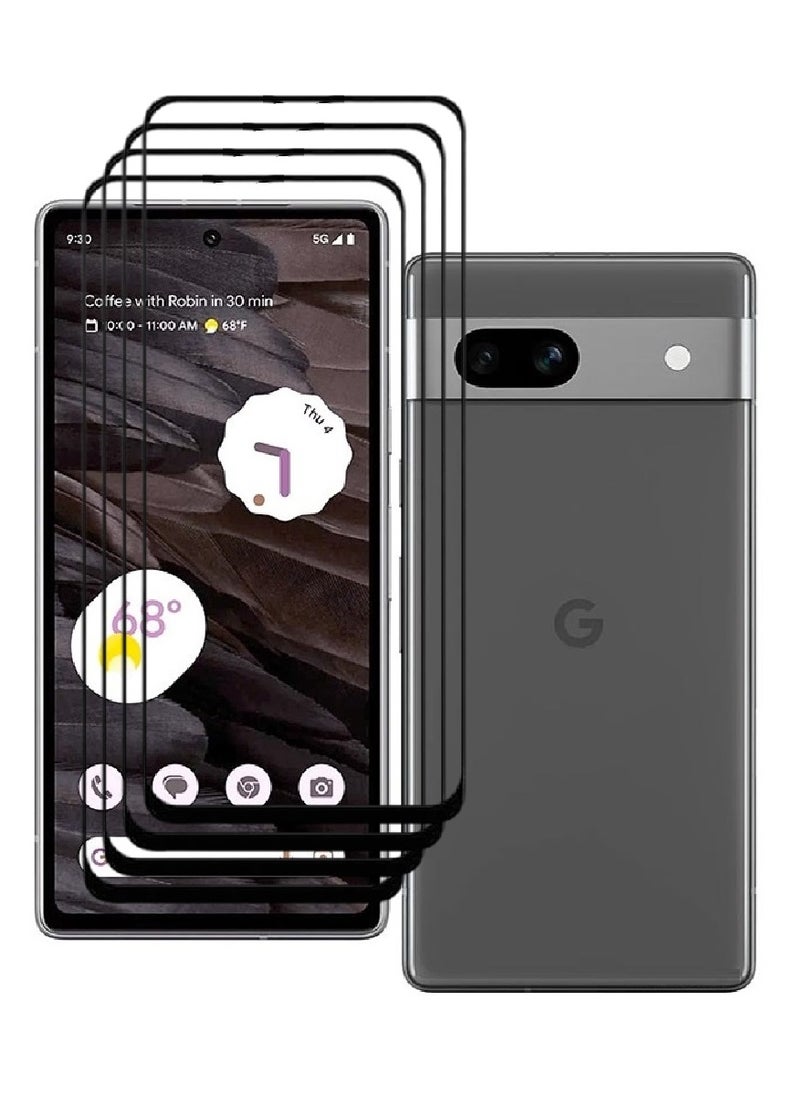AINA 4 Pieces Tempered Glass Screen Protector 5D Designed For Google Pixel 7a Full Glue Edge to Edge Full Screen Coverage And Bubble Free - Image 1