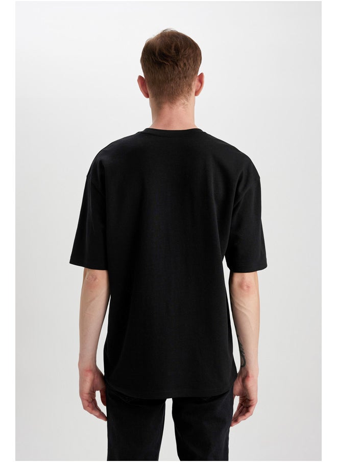 DeFacto - Man Oversize Fit Crew Neck Short Sleeve Knitted T-Shirt - Image 1
