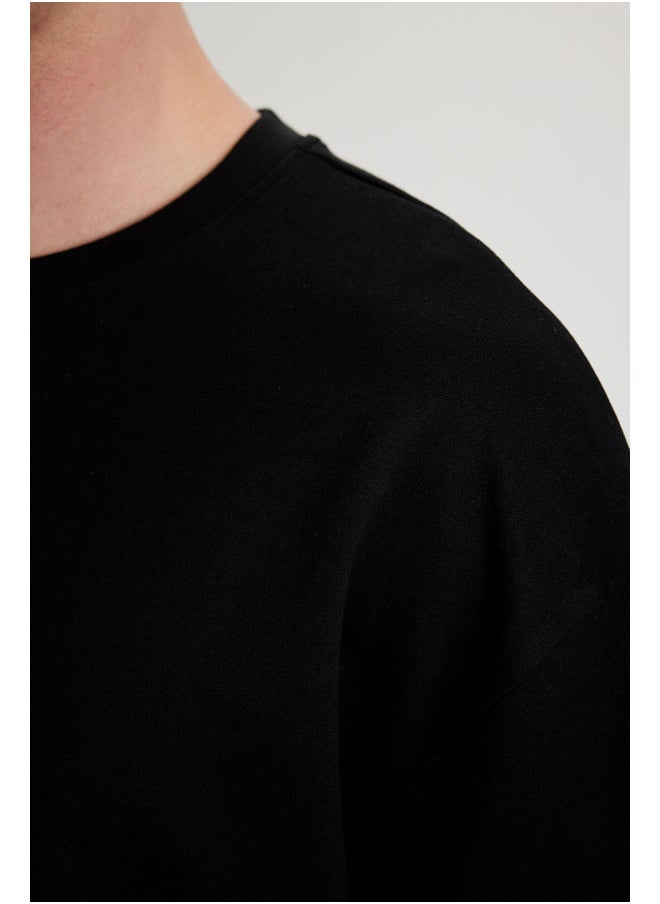 DeFacto - Man Oversize Fit Crew Neck Short Sleeve Knitted T-Shirt - Image 1