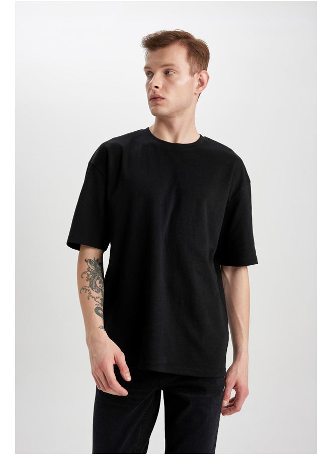 DeFacto - Man Oversize Fit Crew Neck Short Sleeve Knitted T-Shirt - Image 1