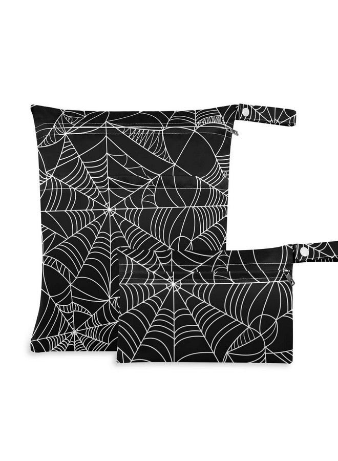 KEEPREAL Halloween Spider Web 2pcs Waterproof Wet Bag Diaper Wet Bags Large Capacity Washable Reusable for Wet Swimsuits,Dirty Gym Clothes, Diapers,Electronics,Toiletries. - Image 1