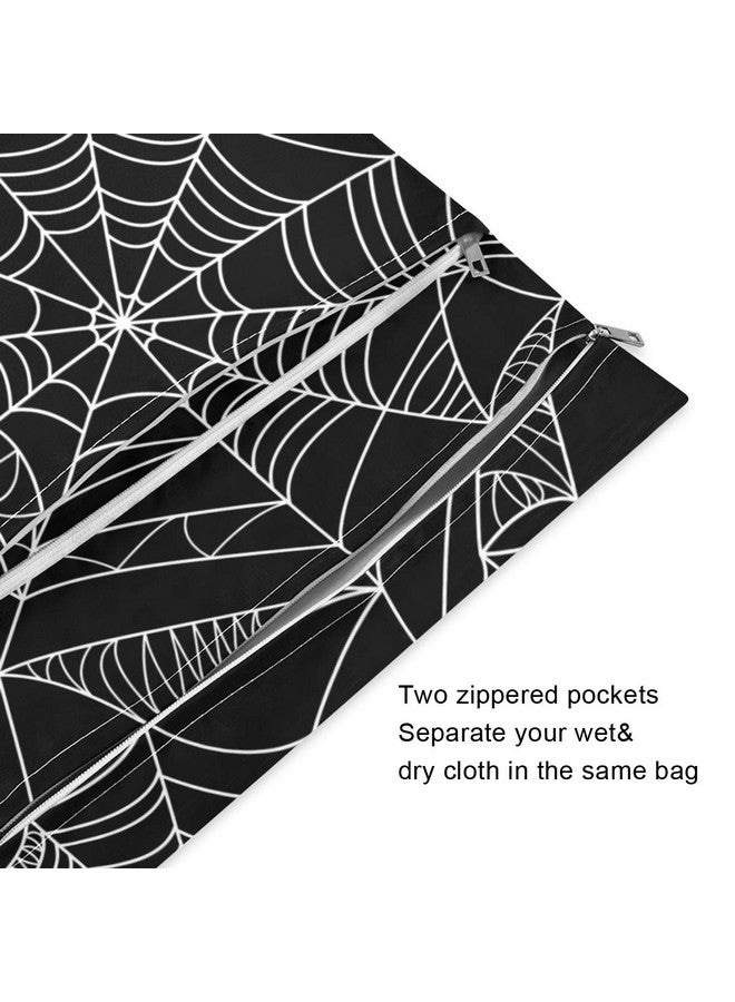 KEEPREAL Halloween Spider Web 2pcs Waterproof Wet Bag Diaper Wet Bags Large Capacity Washable Reusable for Wet Swimsuits,Dirty Gym Clothes, Diapers,Electronics,Toiletries. - Image 3