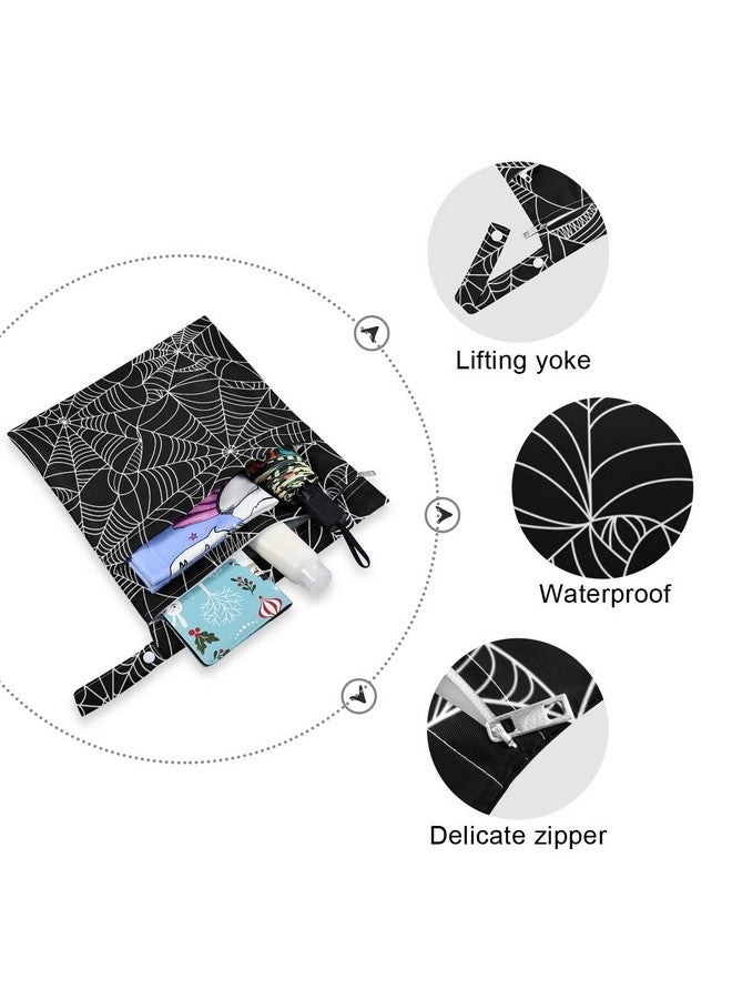 KEEPREAL Halloween Spider Web 2pcs Waterproof Wet Bag Diaper Wet Bags Large Capacity Washable Reusable for Wet Swimsuits,Dirty Gym Clothes, Diapers,Electronics,Toiletries. - Image 4