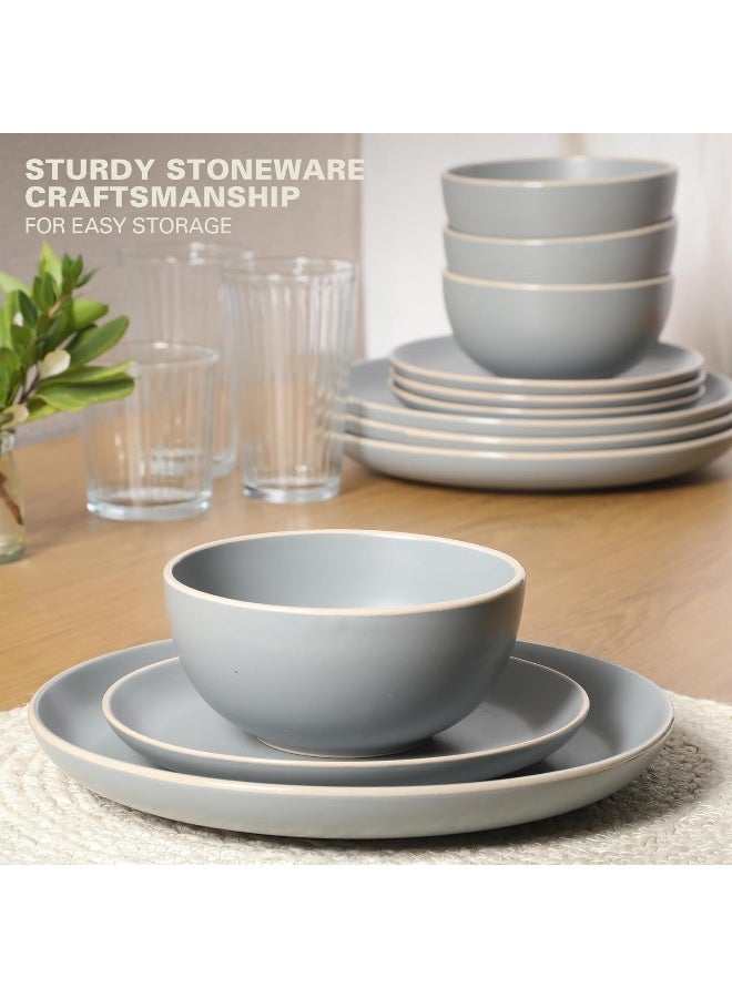Gibson Home Gibson Home Rockaway 12Piece Dinnerware Set Service for 4 Grey Matte - Image 4