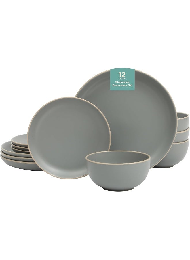Gibson Home Gibson Home Rockaway 12Piece Dinnerware Set Service for 4 Grey Matte - Image 1