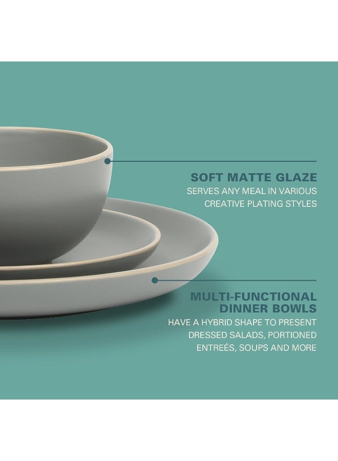 Gibson Home Gibson Home Rockaway 12Piece Dinnerware Set Service for 4 Grey Matte - Image 3