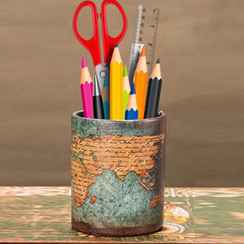 🖊️ منظم مكتب لحمل الأقلام من الجلد الصناعي الأخضر 10 5x8 5 سم - Image 1