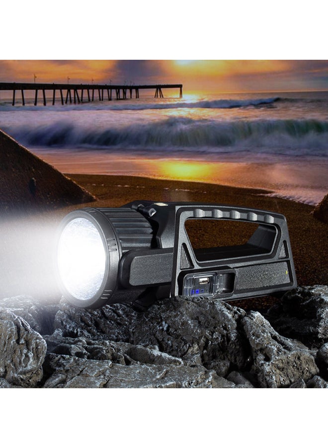 Multi-functional Charging LED Searchlight Strong Light Flashlight Outdoor High-power Lighting Strong Light Portable Lamp-Color:W5167 Large Turn Head Multifunctional Portable Lamp - Image 4