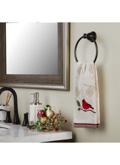 SKL Home SKL Home Christmas/Winter Cardinal & Branch Hand Towel 2pc Set for Bath/Kitchen/Bar & Gift, Wheat  - Image 4