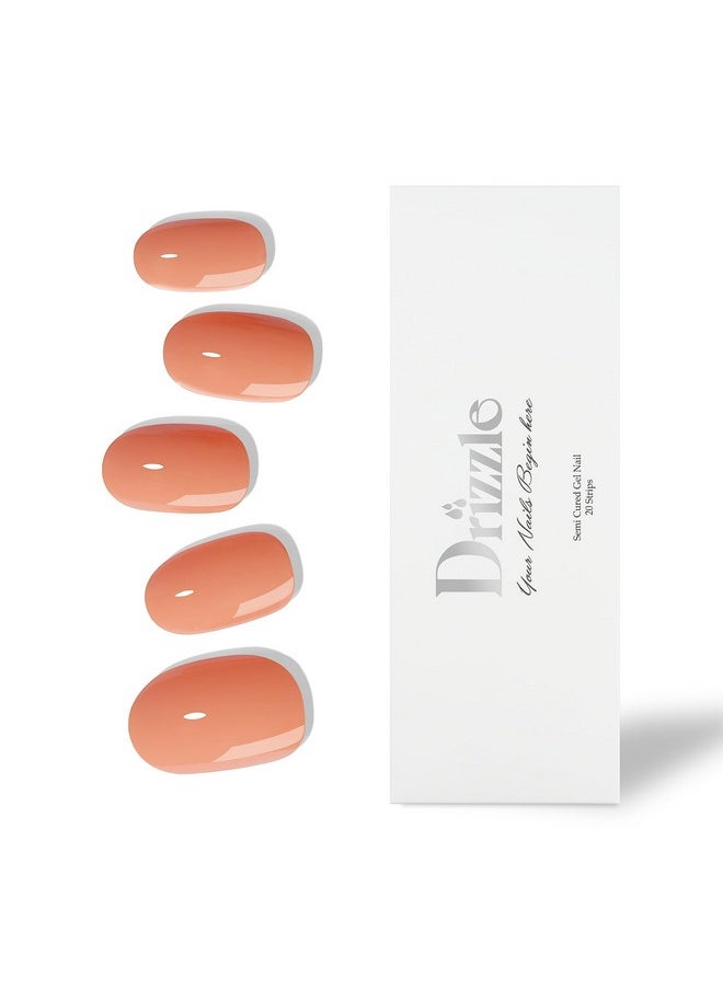 Drizzle Semi Cured Gel Nail Stripsreal Nail Polish Art Stickers (Uvled Light Required)Glossyglittersolid Color Full Nail Wraps Long Lasting Waterproofnail Strips Decal For Women (Citrus Crush)  - Image 1