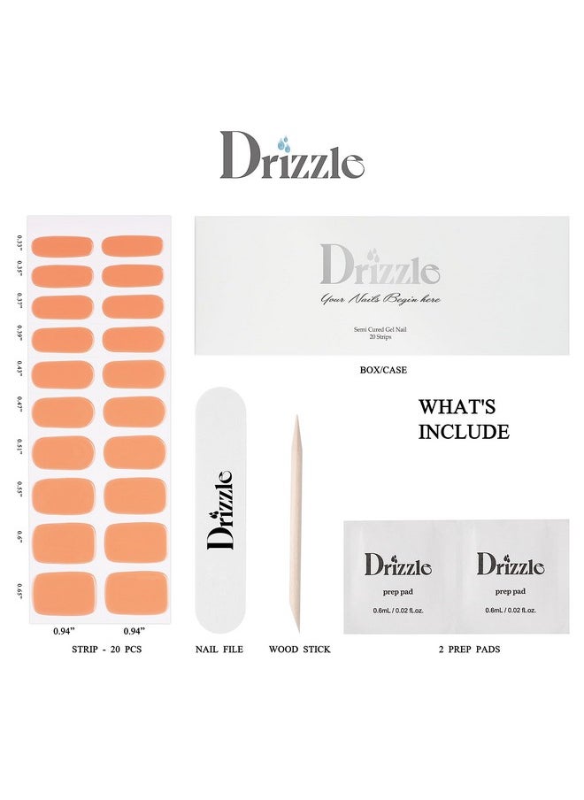 Drizzle Semi Cured Gel Nail Stripsreal Nail Polish Art Stickers (Uvled Light Required)Glossyglittersolid Color Full Nail Wraps Long Lasting Waterproofnail Strips Decal For Women (Citrus Crush)  - Image 5