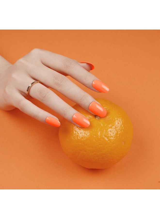 Drizzle Semi Cured Gel Nail Stripsreal Nail Polish Art Stickers (Uvled Light Required)Glossyglittersolid Color Full Nail Wraps Long Lasting Waterproofnail Strips Decal For Women (Citrus Crush)  - Image 4