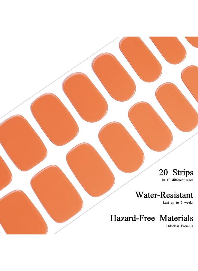 Drizzle Semi Cured Gel Nail Stripsreal Nail Polish Art Stickers (Uvled Light Required)Glossyglittersolid Color Full Nail Wraps Long Lasting Waterproofnail Strips Decal For Women (Citrus Crush)  - Image 3
