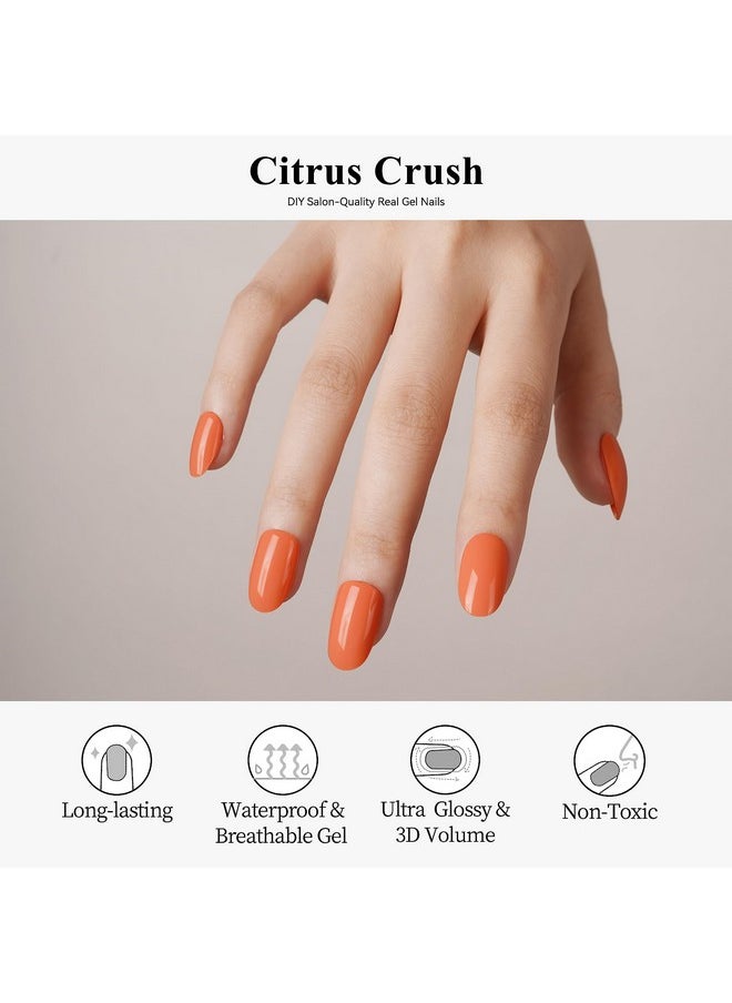 Drizzle Semi Cured Gel Nail Stripsreal Nail Polish Art Stickers (Uvled Light Required)Glossyglittersolid Color Full Nail Wraps Long Lasting Waterproofnail Strips Decal For Women (Citrus Crush)  - Image 2