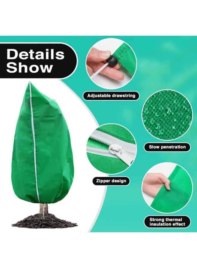 jaexest 2 Packs Green Plant Covers Freeze Protection Large Frost Blanket with Drawstring & Zipper for Outdoor Trees and Plants - Image 3