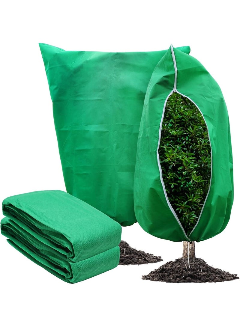 jaexest 2 Packs Green Plant Covers Freeze Protection Large Frost Blanket with Drawstring & Zipper for Outdoor Trees and Plants - Image 1