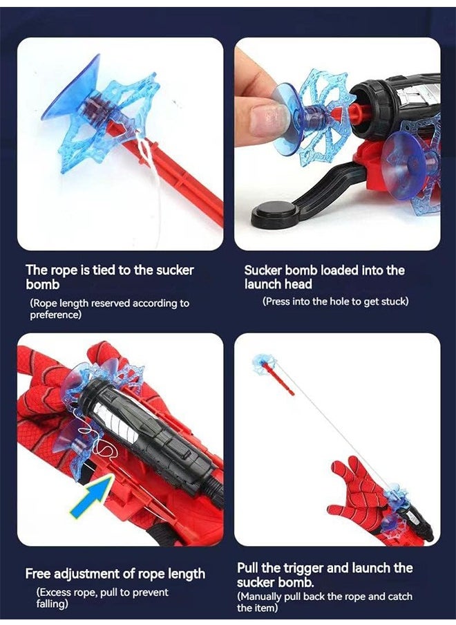 Generic 1 Pair Spiderman Gloves Spiderman Shooter Movie Role-Play Gloves Hero Launcher Gloves Toy Set for Kids Cosplay Spiderman Fans  - Image 5
