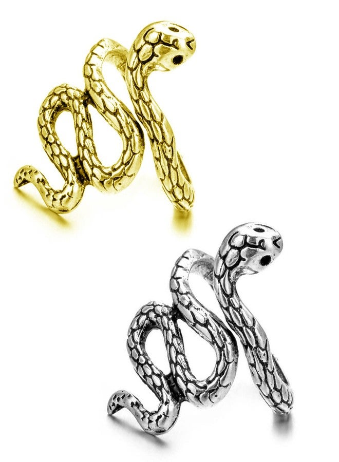 Okos Men and Women Fashion Jewellery Pack of 2 Gold and Rhodium Spiral Style Serpent Cobra Snake Adjustable Finger Rings Combo For Boys, Girls, Men and Women FR1000969BT - Image 1