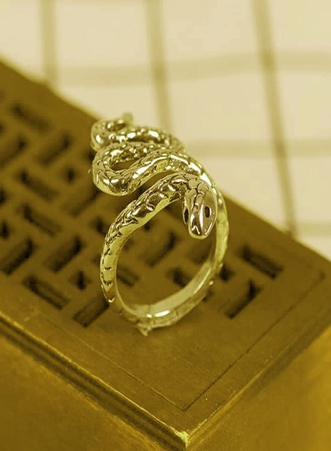 Okos Men and Women Fashion Jewellery Pack of 2 Gold and Rhodium Spiral Style Serpent Cobra Snake Adjustable Finger Rings Combo For Boys, Girls, Men and Women FR1000969BT - Image 4