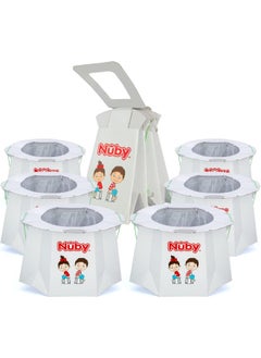 Nuby Nuby Disposable Travel Potty with Liner - Foldable and Portable Potty; Toddler Potty Essential for Camp, Trips, & Car Rides - Travel Potty for Toddler, 6 Pack  - Image 1