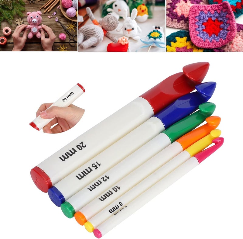 klarako Pack of 6 Crochet Hooks Set, Knitting Accessories Tools Knitting Needles, Ergonomic Soft Grip Handles, 7mm-20mm - Image 3