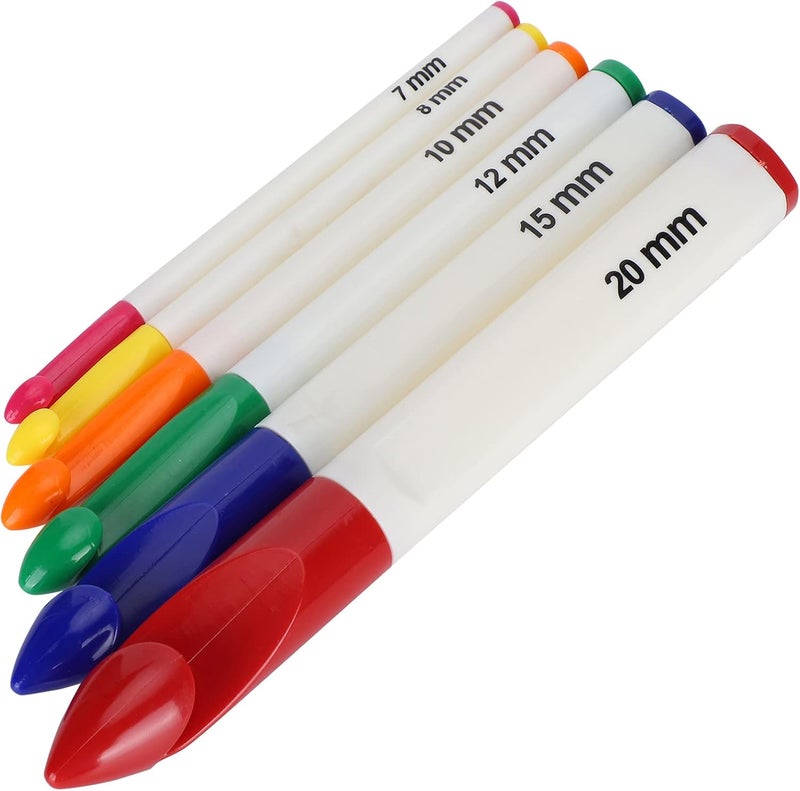 klarako Pack of 6 Crochet Hooks Set, Knitting Accessories Tools Knitting Needles, Ergonomic Soft Grip Handles, 7mm-20mm - Image 2