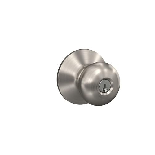 Schlage F51A PLY 619 Plymouth Door Knob, Keyed Entry Lock, Satin Nickel - Image 2