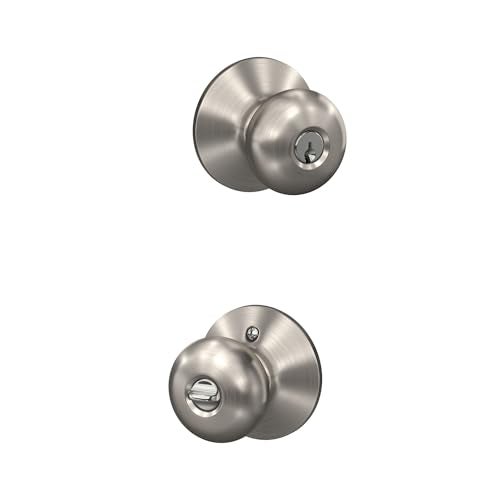 Schlage F51A PLY 619 Plymouth Door Knob, Keyed Entry Lock, Satin Nickel - Image 1
