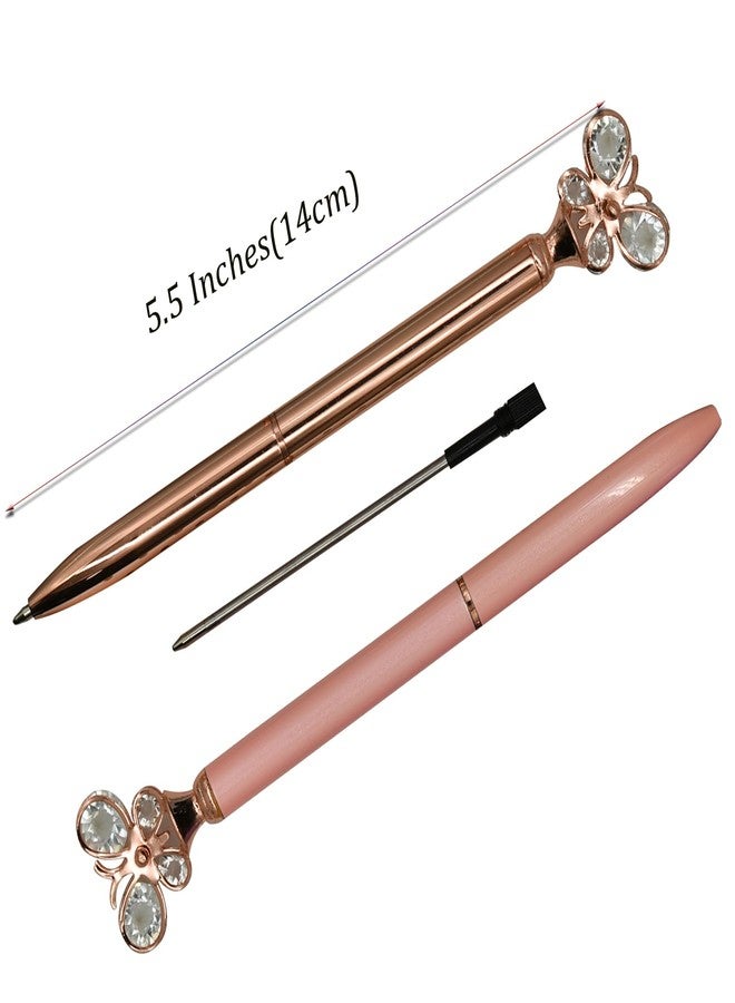 Lopenle 6 PCS Fashion Butterfly Pens Bling Diamond Ballpoint Pens Luxury Metal Twist Pens 1.0mm Black Ink Ballpoint Pens For School Office Home Party Christmas Birthday - Image 3