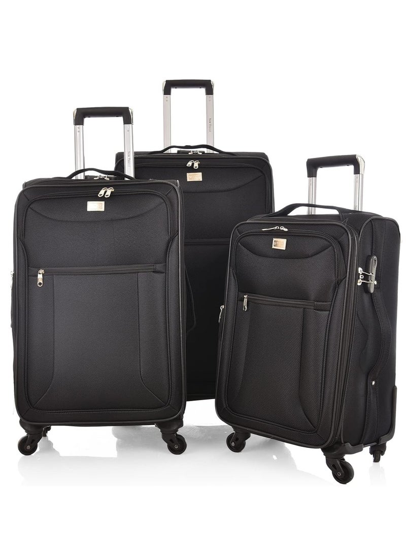 milano 3 Pieces Luggage Set 20/24/28 Inch Spinner Wheels Oxford Cloth Polyester Interior. Black - Image 1