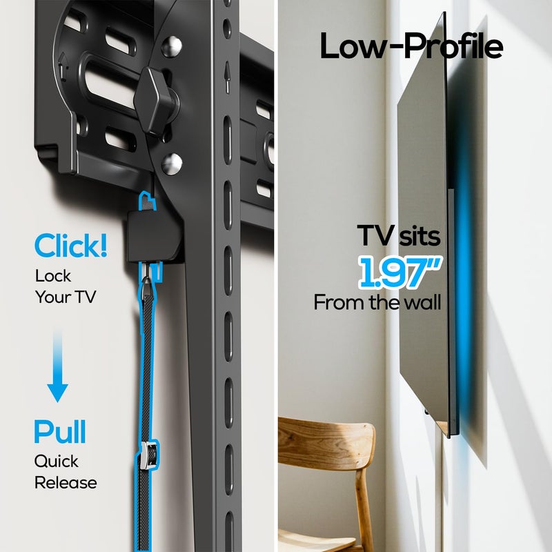USX STAR UL Listed Tilting Low Profile TV Wall Mount - Holds Most 26-60 Inch TVs Up to 99 lbs, Quick Release Lock, Max VESA 400x400mm, Fits 8''-16'' Studs - by USX STAR - Image 3