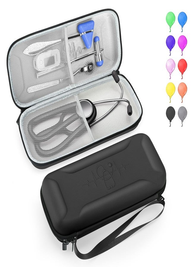 MOSLA Stethoscope Case for 3M Littmann Classic III,Lightweight II S.E. Cardiology IV,Nurse Gift Hard Organizer Portable Carry Travel Cover Storage Bag with Vital Medical Supplies (Black A) - Image 1