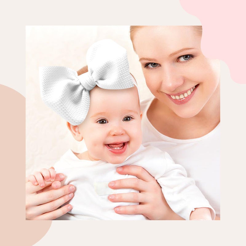 YanJie 6'' 4Pcs Baby Girl Headbands Hair Bows for Newborn Handmade Headbands with Bow Head Wraps for Infant Baby Toddler Girls Black White Pink - Image 3