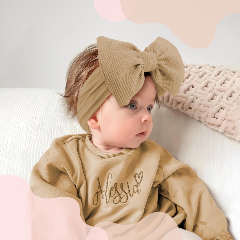 YanJie 6'' 4Pcs Baby Girl Headbands Hair Bows for Newborn Handmade Headbands with Bow Head Wraps for Infant Baby Toddler Girls Black White Pink - Image 2